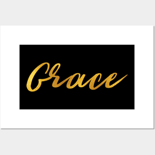 Grace Name Hand Lettering in Faux Gold Letters Posters and Art